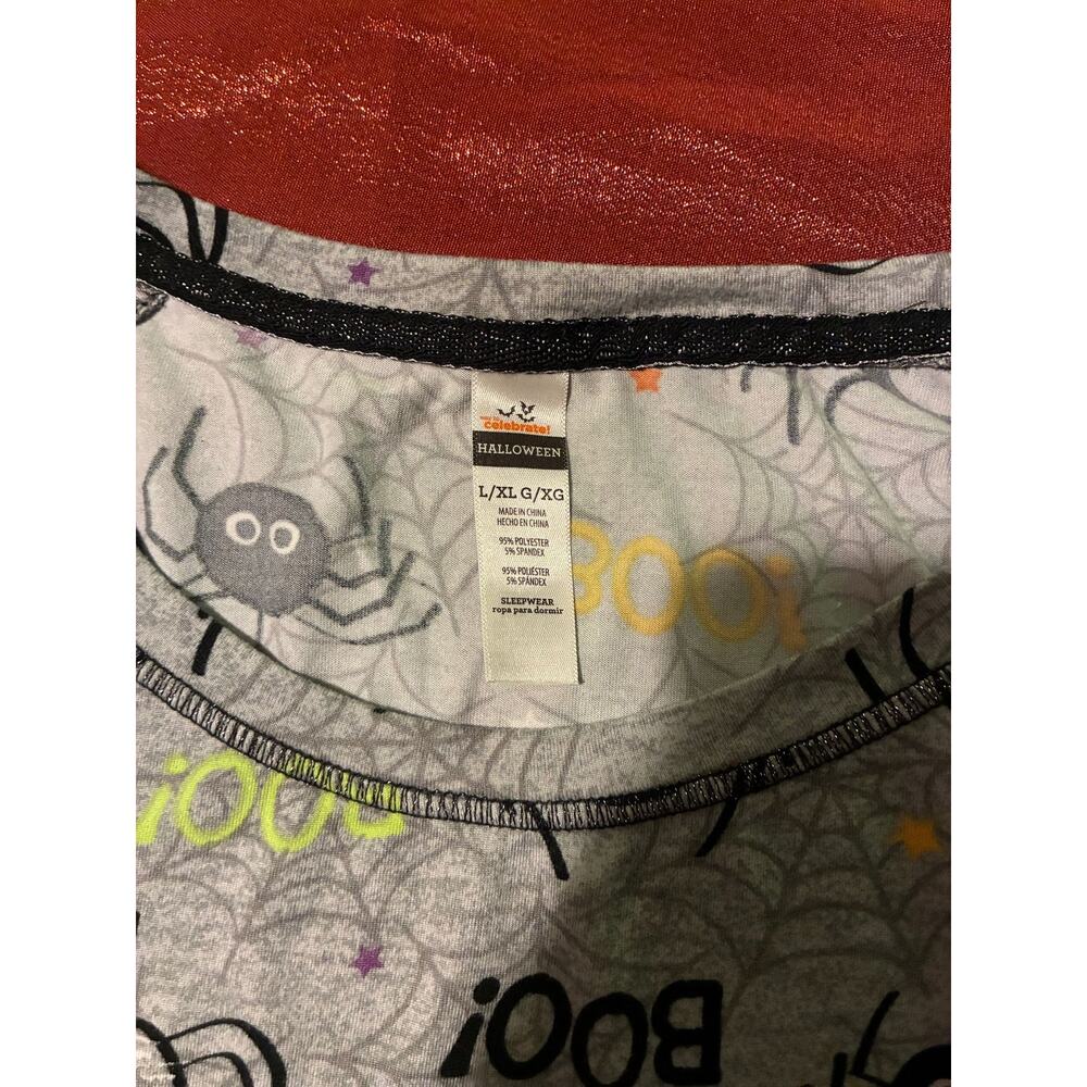 Celebrate Halloween Sleep Top Womens L/XL Spider Boo Graphic Short Sleeve Gray - Picture 2 of 3